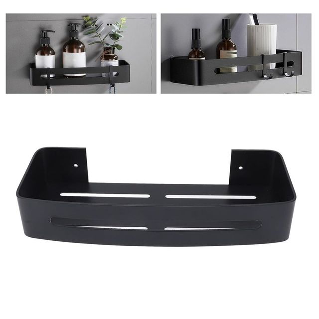 Juego de 2 Estantes para baño - metal negro