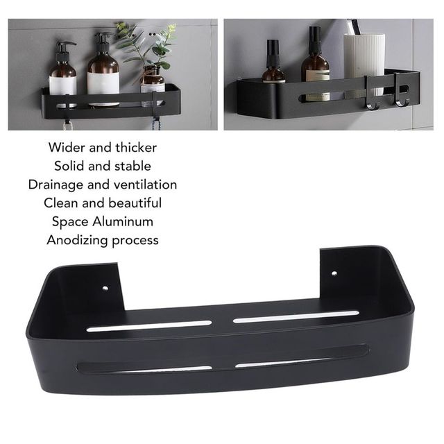 Juego de 2 Estantes para baño - metal negro