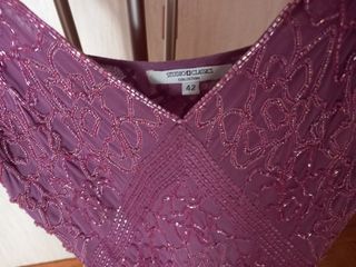 Conjunto de fiesta Vestido color malva en pedrería