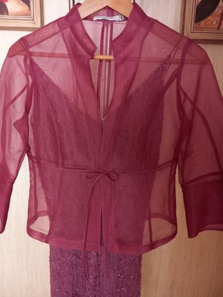 Conjunto de fiesta Vestido color malva en pedrería