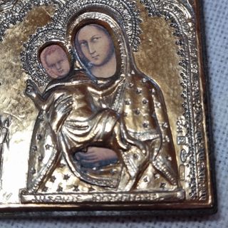 Lote 5 iconos ortodoxos bizantinos (2 en plata)
