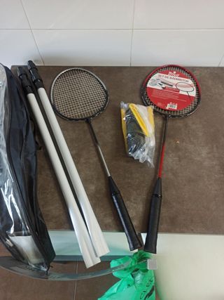 Juego Badminton: 2 Raquetas, Red, Palos