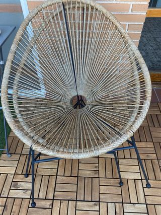 Silla ratán jardín - beige/negra