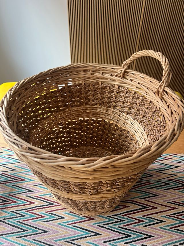 Cesto mimbre grande beige