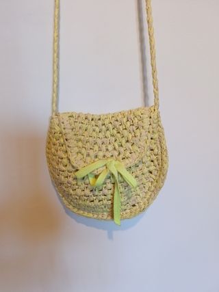Bolsito rafia beige-amarillo