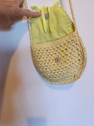 Bolsito rafia beige-amarillo