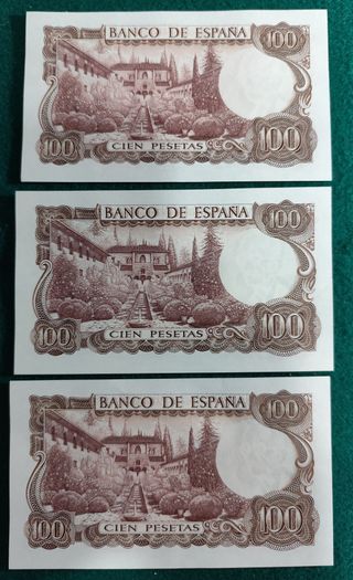3 Billetes 100 Ptas 1970 - Falla