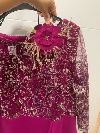 Vestido fiesta morado-plata