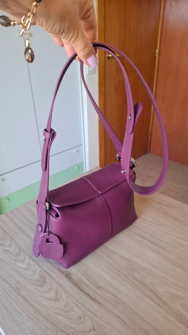 Bolso bandolera piel - Morado