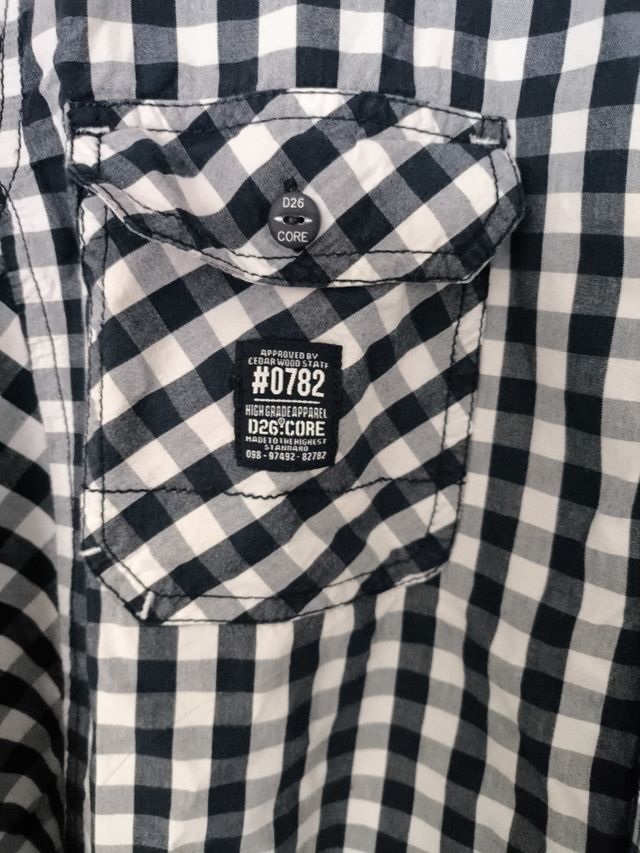 Camisa cuadros hombre XL - Azul marino y blanco