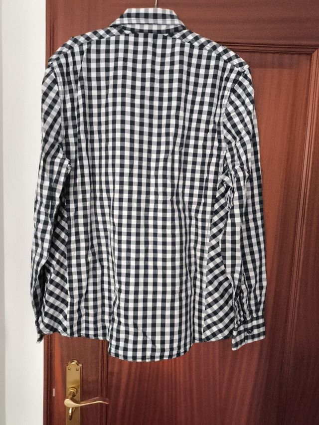 Camisa cuadros hombre XL - Azul marino y blanco