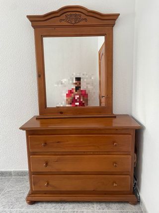 Cómoda espejo madera 3 cajones