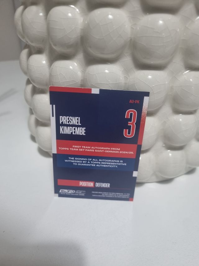 Carta Presnel Kimpembe Topps firmada 