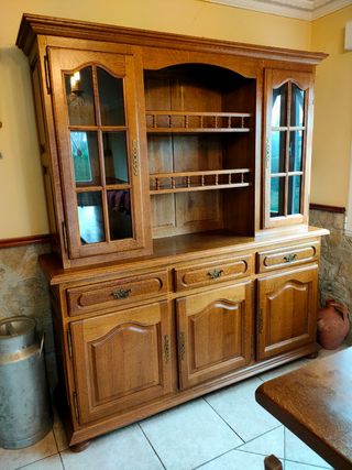 Conjunto en roble macizo para txoko 