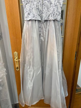 Vestido Plata Fiesta Boda Talla S