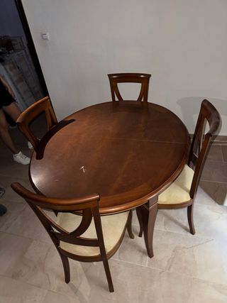 Mesa ovalada madera + 6 sillas