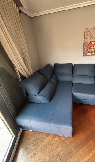 Sofá chaise longue 6 plazas azul