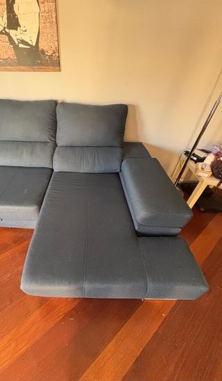 Sofá chaise longue 6 plazas azul