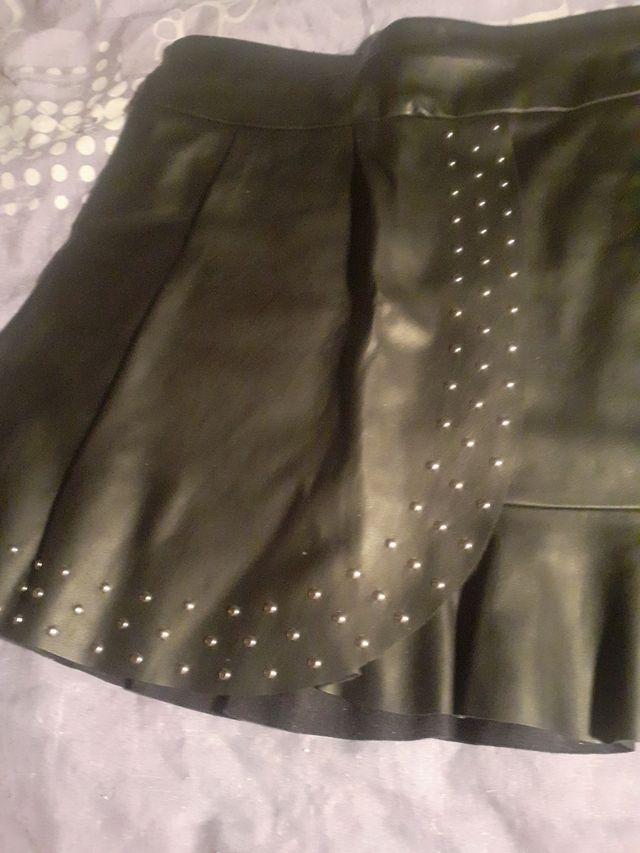 Falda negra piel - Talla L