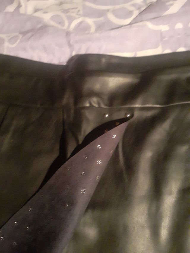 Falda negra piel - Talla L
