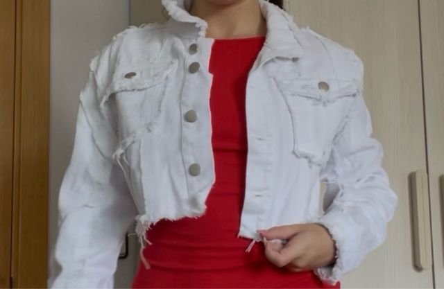 Chaqueta vaquera blanca cropped