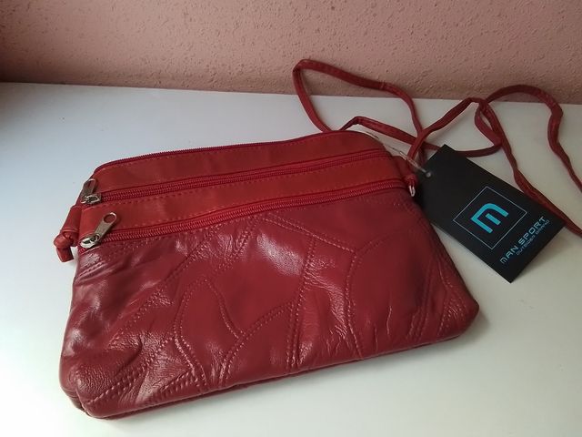 Bolso bandolera piel rojo