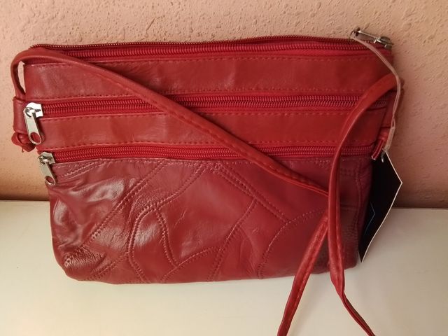 Bolso bandolera piel rojo