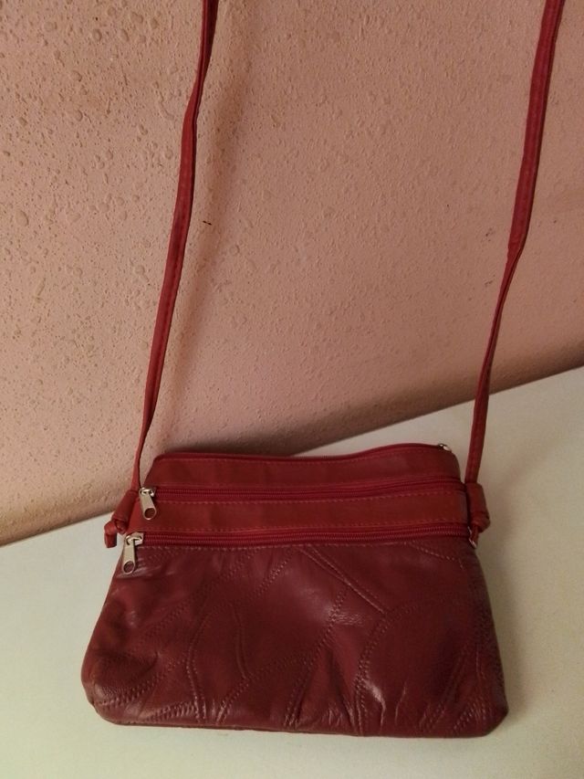 Bolso bandolera piel rojo