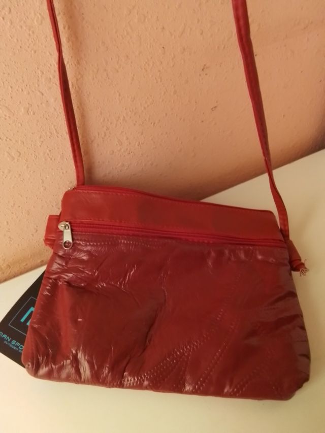 Bolso bandolera piel rojo