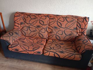Sofá 2 plazas - naranja y negro