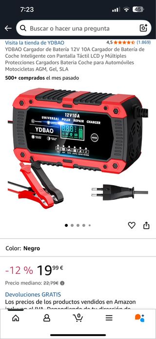 Cargador YDBAO 12V 10A - Batería Coche
