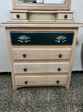 Cómoda espejo madera - beige/verde