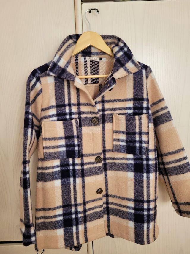 Chaqueta cuadros beige-azul