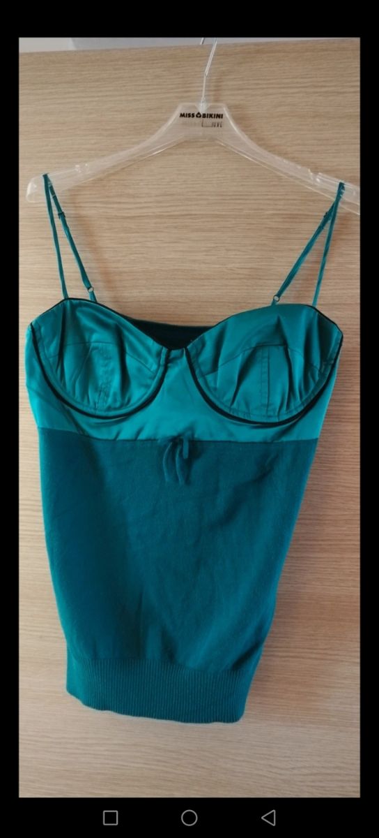 Top Corsetto Satin Maglia Verde