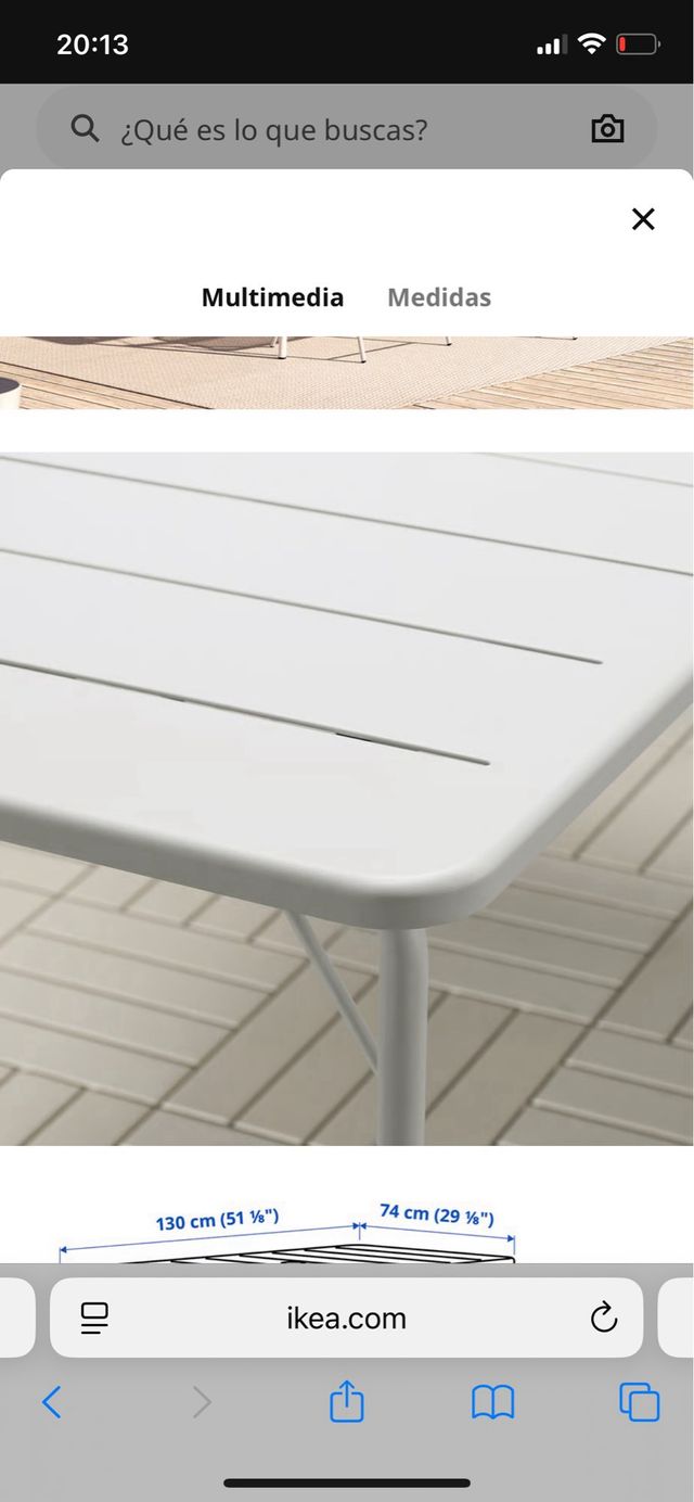 Mesa plegable + 4 sillas IKEA TORPARÖ 130x74cm.