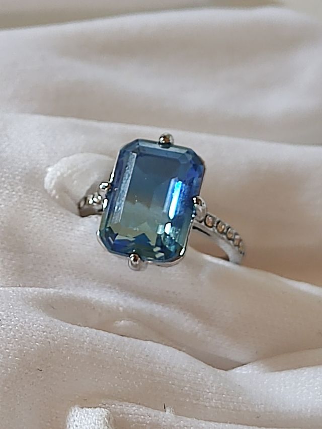 Anillo azul plata, acero, nuevo