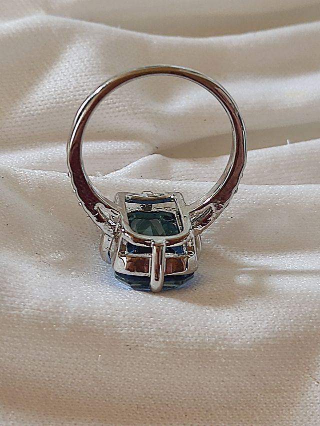 Anillo azul plata, acero, nuevo