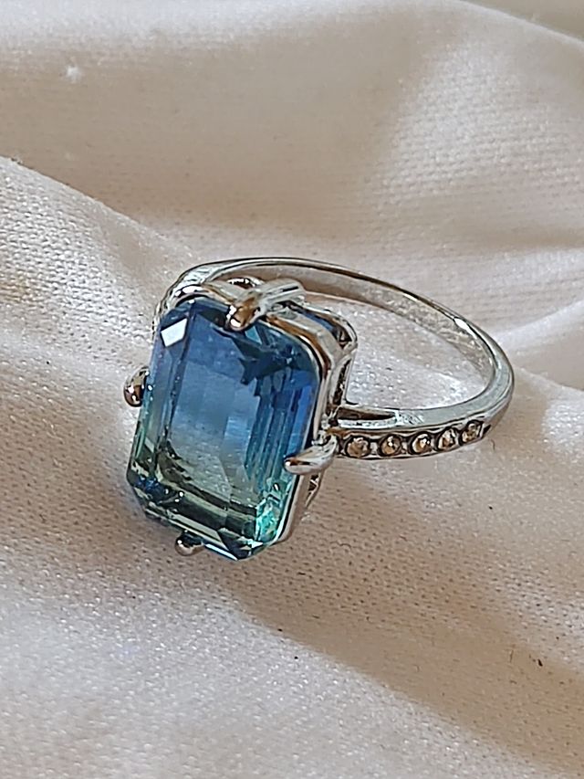 Anillo azul plata, acero, nuevo