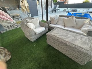 Sofá y sillones jardín mimbre