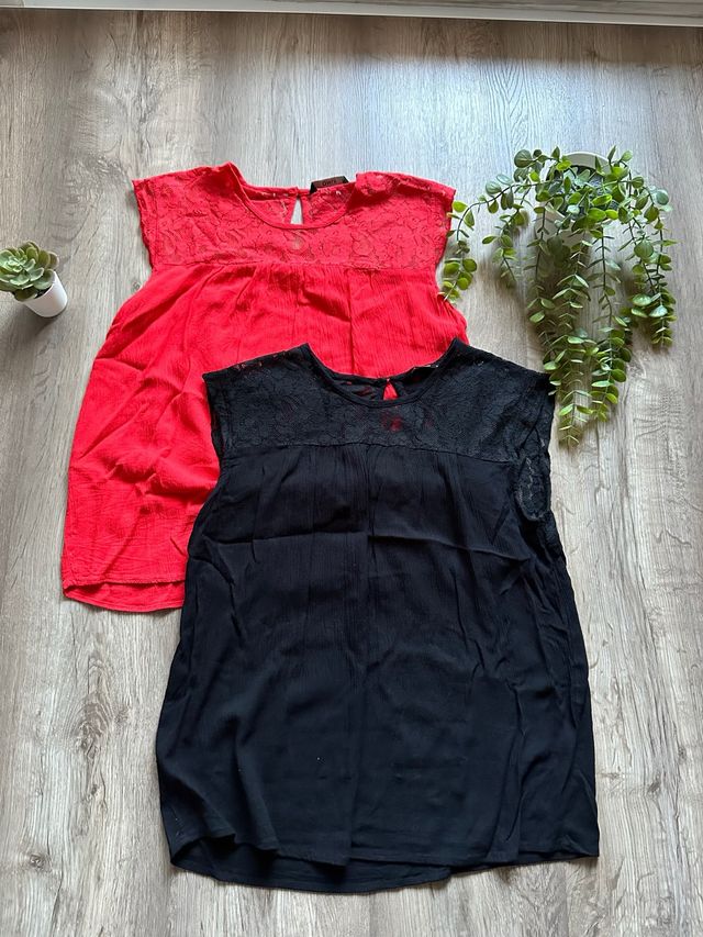 pack 2 blusas roja y negra talla S