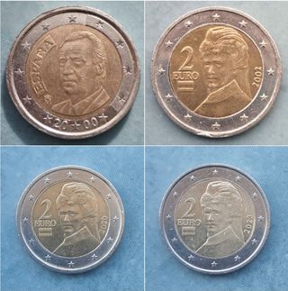 4 Monedas 2€ España-Austria NUEVAS