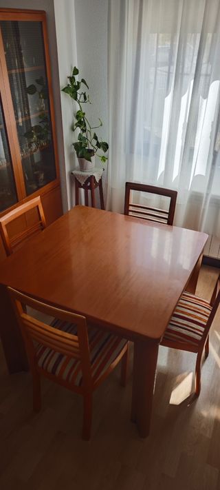Mesa comedor + 6 sillas madera