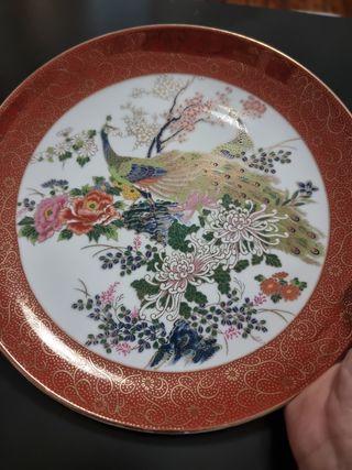 Plato porcelana Japón - Pavo Real