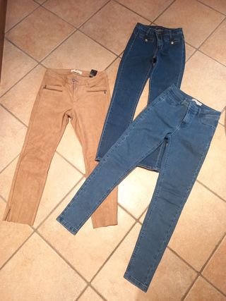 3 Pantaloni Jeans: Blu e Marrone