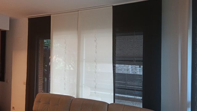 Cortinas Panel Japonés - Blancas y Marrón oscuro