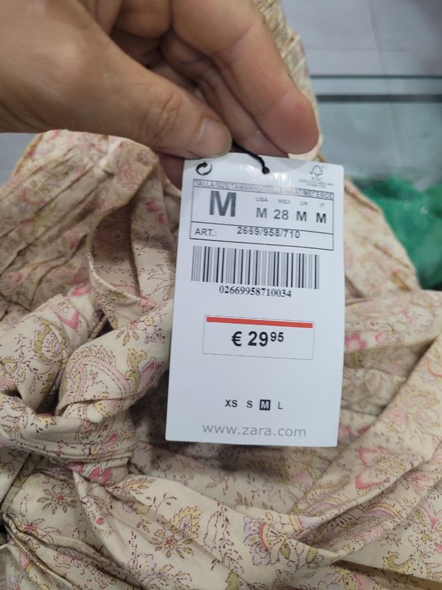 Falda Zara M Beige - Flores
