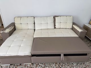 Sofá cama chaise longue 3 plazas con almacenaje