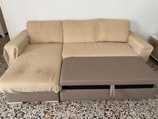 Sofá cama chaise longue 3 plazas con almacenaje