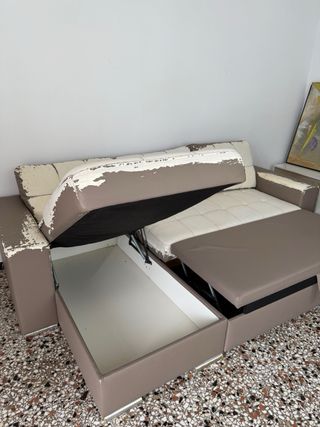 Sofá cama chaise longue 3 plazas con almacenaje