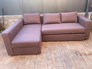 Sofá cama chaiselongue marrón